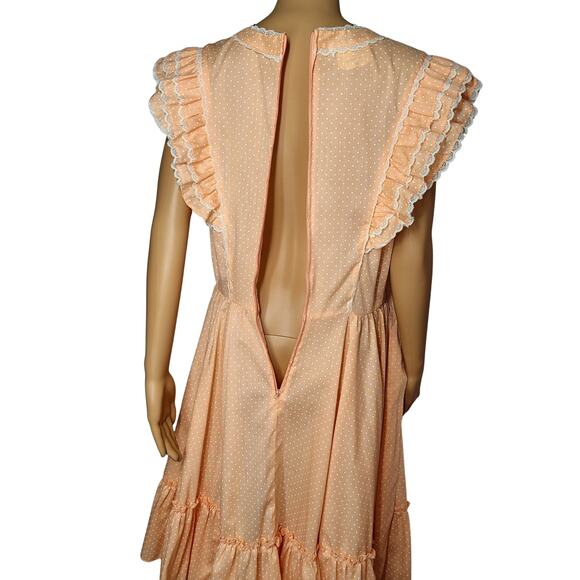 70s Jeri Bee Belted Rockabilly Prairie Square Dance Ruffle Layered Dress Size 16 - Picture 10 of 13